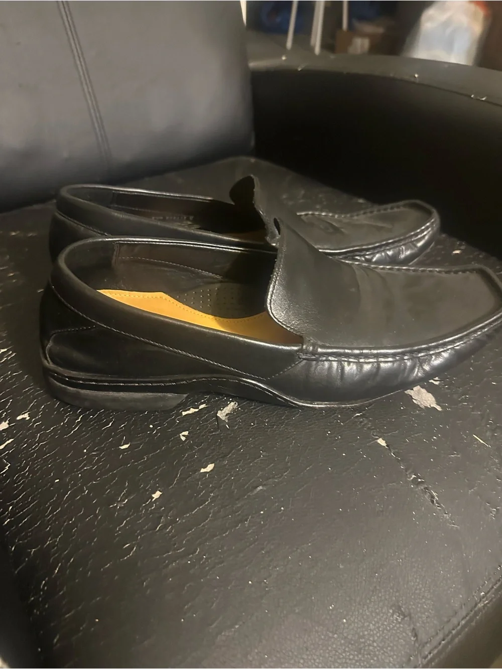 Cole Haan Black Leather Slip-On Driving Loafers